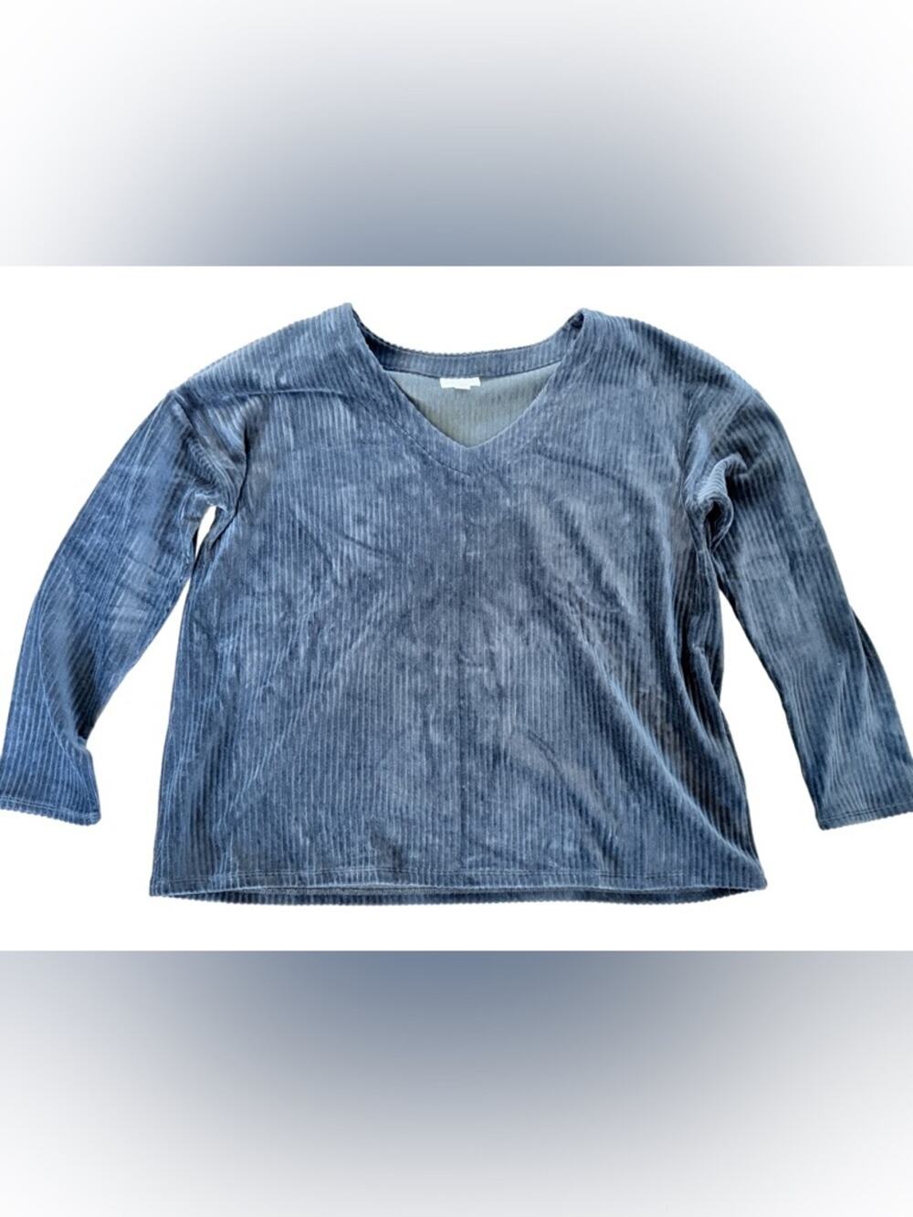 J.Jill Ribbed Velvet sweater large minimalist capsule lagenlook stretched boxy